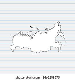 Hand drawn map of Russia back school background. Vector Illustration EPS10.