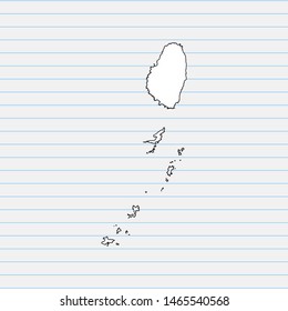 Hand drawn map of Saint Vincent and the Grenadines back school background. Vector Illustration EPS10.
