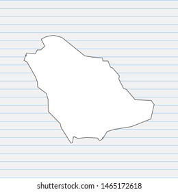 Hand drawn map of Saudi Arabia back school background. Vector Illustration EPS10.