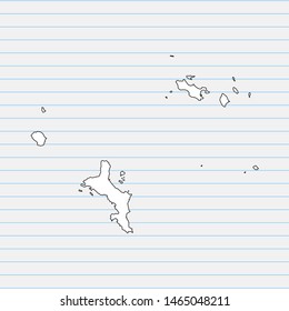 Hand drawn map of Seychelles back school background. Vector Illustration EPS10.