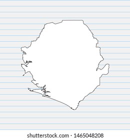 Hand drawn map of Sierra Leone back school background. Vector Illustration EPS10.