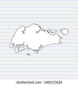 Hand drawn map of Singapore back school background. Vector Illustration EPS10.