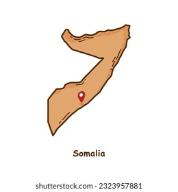 Hand Drawn Map of Somalia with Brown Color. Modern Simple Line Cartoon Design. Good Used for Infographics and Presentations - EPS 10 Vector