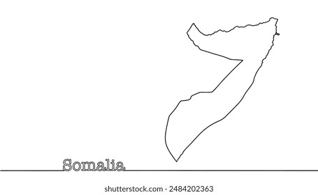 Hand drawn map of Somalia. State located in East Africa. Geographic map for different types of uses. Vector.