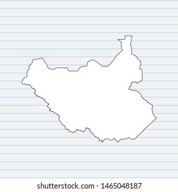 Hand drawn map of South Sudan back school background. Vector Illustration EPS10.