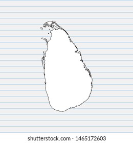 Hand drawn map of Sri Lanka back school background. Vector Illustration EPS10.