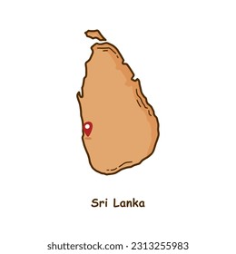 Hand Drawn Map of Sri Lanka with Brown Color. Modern Simple Line Cartoon Design. Good Used for Infographics and Presentations - EPS 10 Vector