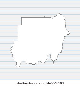 Hand drawn map of Sudan back school background. Vector Illustration EPS10.