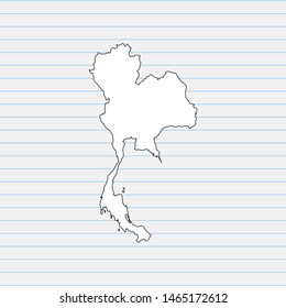 Hand drawn map of Thailand back school background. Vector Illustration EPS10.