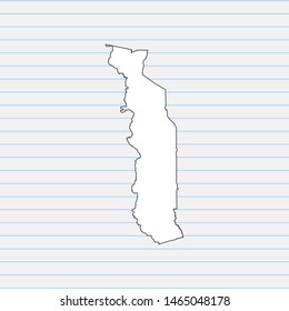 Hand drawn map of Togo back school background. Vector Illustration EPS10.