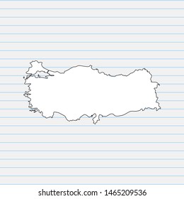 Hand drawn map of Turkey back school background. Vector Illustration EPS10.