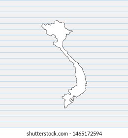 Hand drawn map of Vietnam back school background. Vector Illustration EPS10.