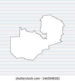 Hand drawn map of Zambia back school background. Vector Illustration EPS10.
