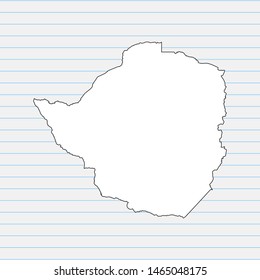 Hand drawn map of Zimbabwe back school background. Vector Illustration EPS10.