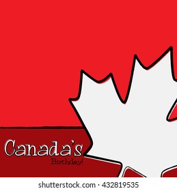 Hand drawn maple leaf Canada Day card in vector format.