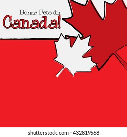 Hand drawn maple leaf Canada Day card in vector format.