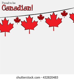 Hand drawn maple leaf Canada Day card in vector format.