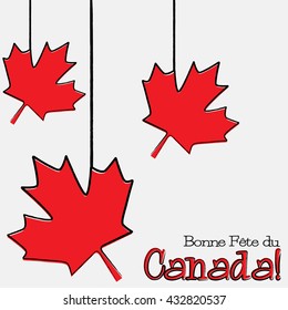 Hand drawn maple leaf Canada Day card in vector format.