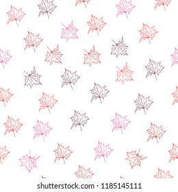 hand drawn maple leaf colorful seamless pattern on white background. vector illustration. autumn time
