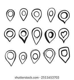 Hand drawn Maps pins sign doodle illustration