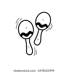 Hand Drawn Maracas. Music Doodle Vector. Isolated on White Background - EPS 10 Vector