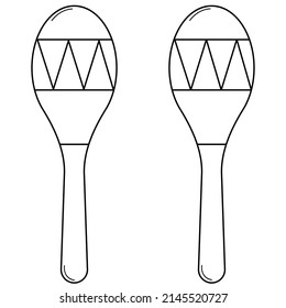 Hand drawn maracas. Musical instrument rumba shaker or chac-chac. Doodle style. Vector