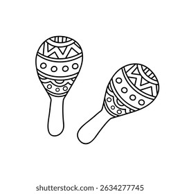 Hand drawn maracas. Musical instrument. Vector doodle illustration isolated on white background