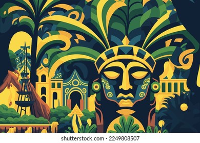 hand drawn mardi gras illustration, background.