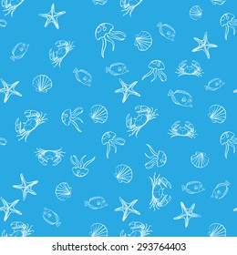 Hand drawn marine pattern, excellent vector illustration, EPS 10