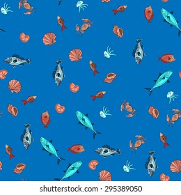 Hand drawn marine pattern, excellent vector illustration, EPS 10