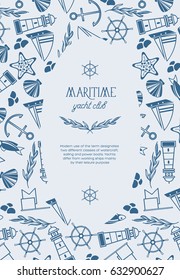 Hand drawn maritime poster with text and marine and nautical elements in vintage style vector illustration