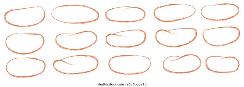 Hand drawn mark with different circle. Red circle, pen draw. Vector Illustration . EPS 10 . 