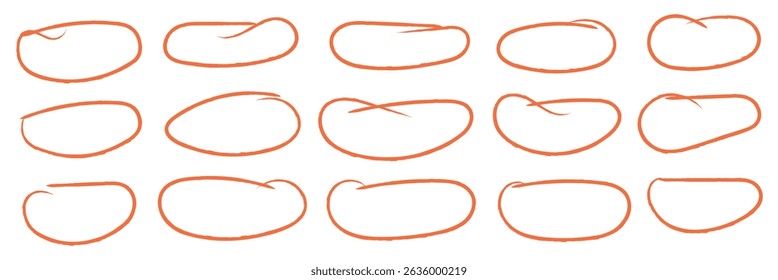 Hand drawn mark with different circle. Red circle, pen draw. Vector Illustration . EPS 10 . 