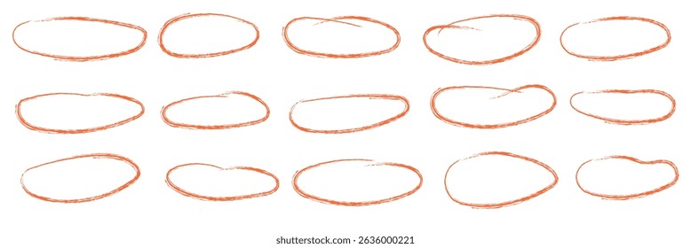 Hand drawn mark with different circle. Red circle, pen draw. Vector Illustration . EPS 10 . 