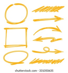 hand drawn marker, arrow, circle highlighter elements