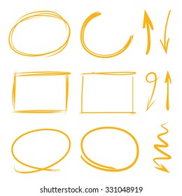 hand drawn marker, arrow,  vector highlighter elements