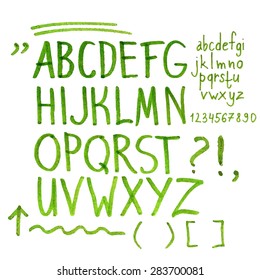 Hand Drawn Marker Artistic Font  Set Includes Uppercase And Lowercase Letters, Numbers, Exclamation And Question Marks And Underscores