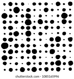Hand drawn marker blobs in grid, creating abstract, black and white pattern