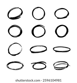Hand Drawn Marker Circle Doodles Vector Illustration