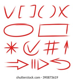 hand drawn marker elements, highlighter set