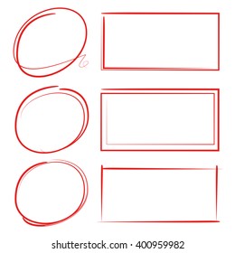hand drawn marker elements, highlighter elements, circle frames, rectangle frames
