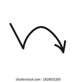 Hand Drawn Marker Icon. Arrow, circle, delete, line, marker, smudge, up, down, thin line web symbol on white background - vector illustration eps10
