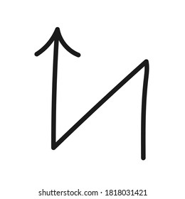 Icono de marcador de mano dibujado. Flecha, círculo, borrar, línea, marcador, manchar, arriba, abajo, símbolo web de línea delgada sobre fondo blanco - ilustración de vector de trazo editable eps10