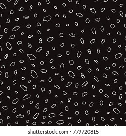 Hand drawn marker and ink seamless patterns-vector illustration. Sloppy Doodle circles dots in monochrome. White and black