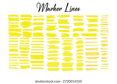 Handgezeichnete Markierungslinie Pinselstrich Unterstreichen und Hervorheben Design Elements Set