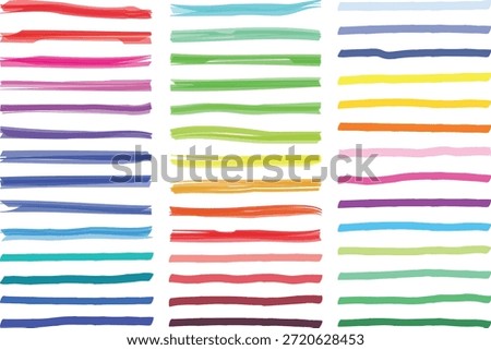 Hand Drawn Marker Line Brush Stroke Underline and Highlight Design Elements Set