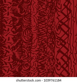 Hand Drawn Marker Scribble Based Pattern, In Dark Red Tones