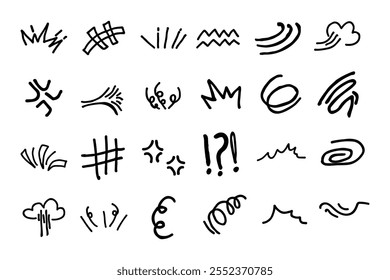 Hand drawn marker simple elements set. Vector illustration