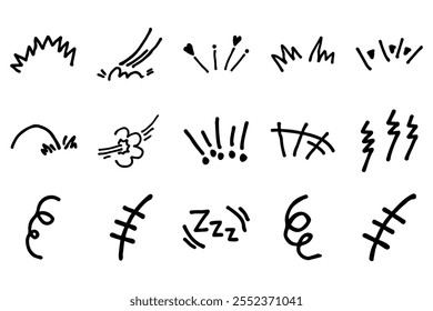 Hand drawn marker simple elements set. Vector illustration