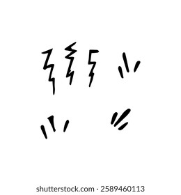 Hand drawn marker simple elements set. Grunge doodle underlines, icons, emphasis, speech bubbles, arrows and shapes. Vector illustration isolated on white background.